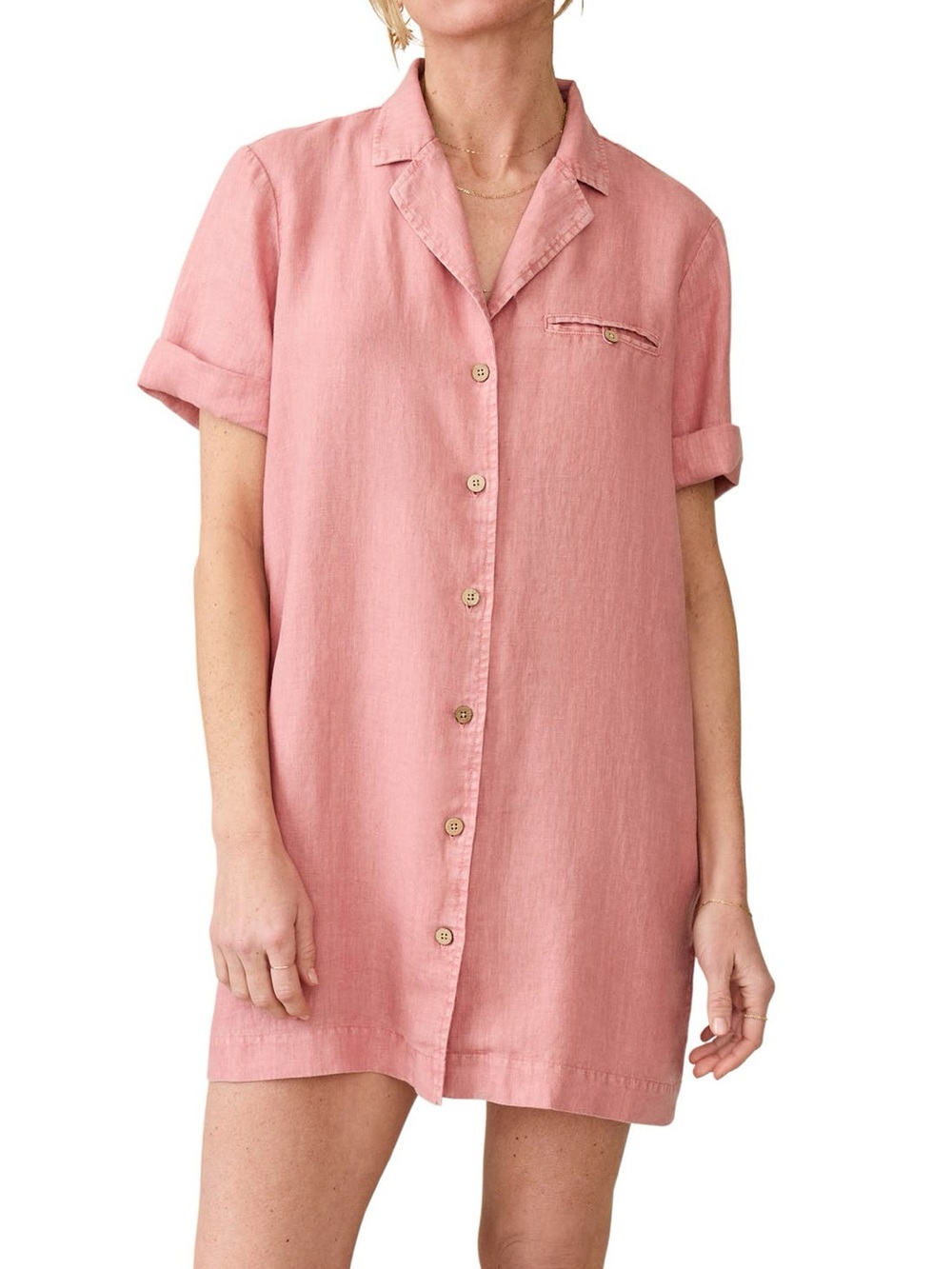 NWT Faherty Paradise Point Linen Shirtdress size Small in Withered Rose